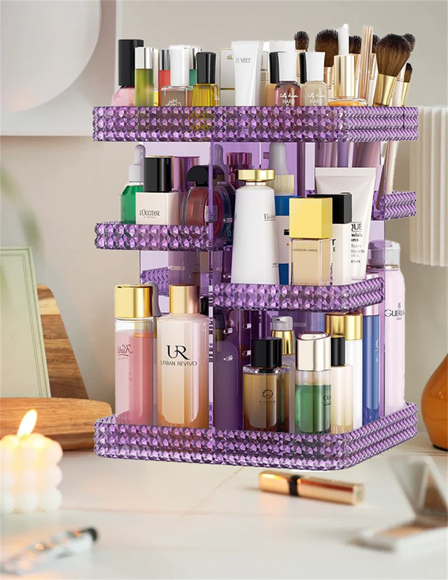 Lotion Racks Rebrilliant Rotating Cosmetics Storage Rack, 360 ° Rotation, 6-Layer ...