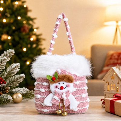 Décorations de Noël : Sacs-cadeaux à cordon avec poignée, motif bonhomme de neige, Père Noël et ours, pochettes à bonbons et gâteries de Noël réutilisables en tissu, parfaits pour les fêtes de fin d'année.