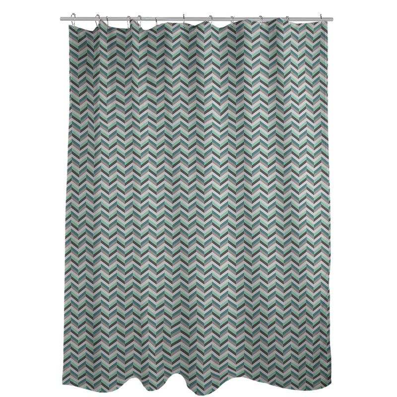 Rideau de douche simple à chevrons, Vert / Gris