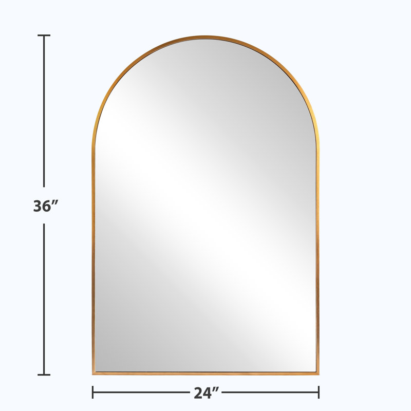 Aluminum Arch Wall Mirror Set of 2, Gold, 36" x 24"