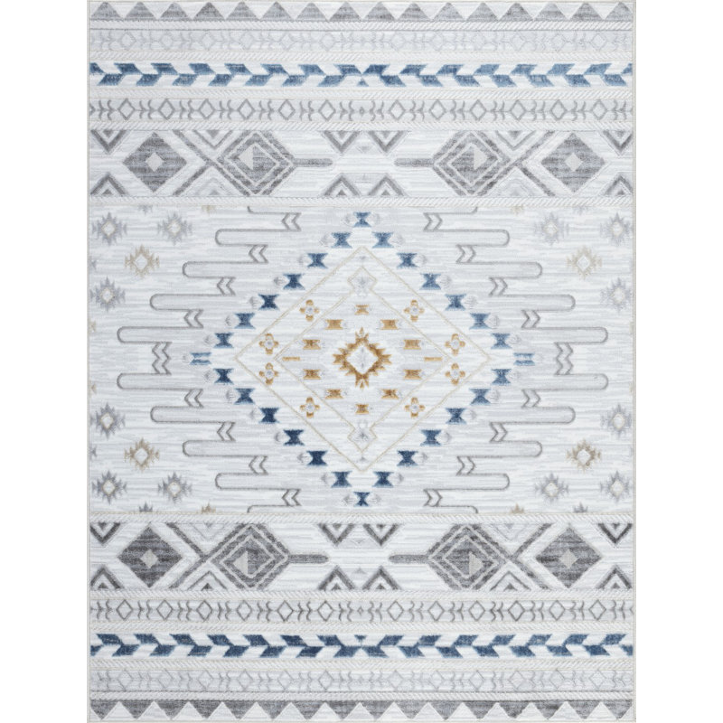 Southwest Medallion Stain-Resistant 5' x 7' Synthetic Area Rug