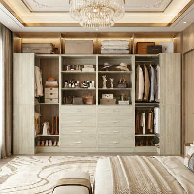 Closet System With Drawers, Shelves,Hanging Rods