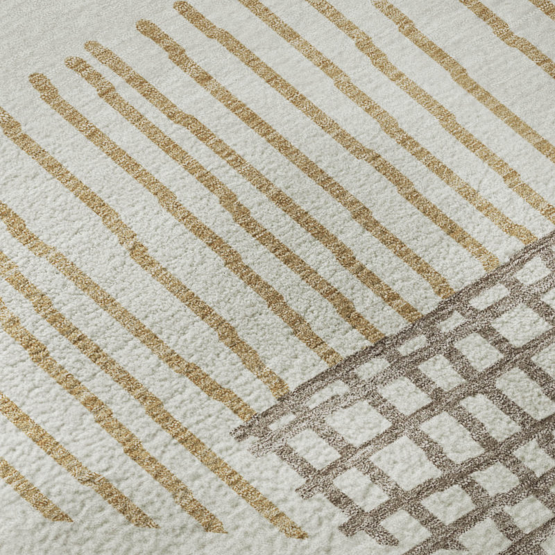 Premium Machine Washable Mayfield AMF2270 Striped Rug, 1'8" x 2'6", Ivory