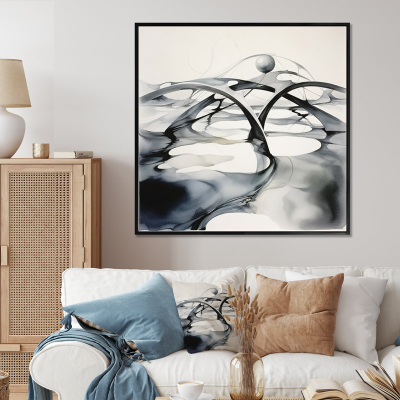 " Abstract Neutral XI ", 32" H x 24" W x 1" D, Black Floater Framed