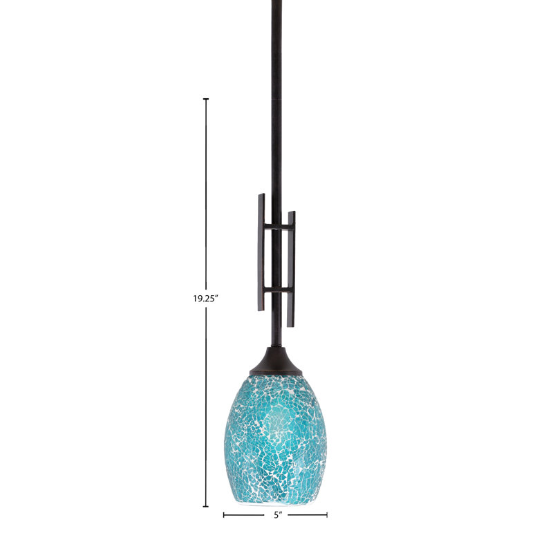 Mini-luminaire suspendu avec tige en verre Uptowne, Turquoise