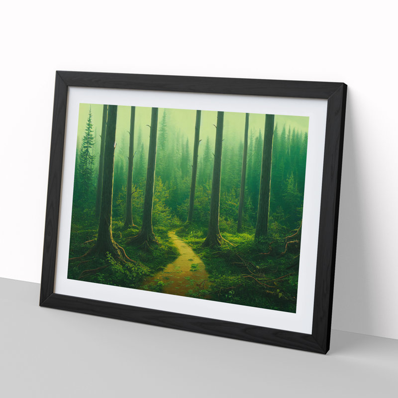 King Summer Forest - Single Picture Frame Print, Black Framed, 46cm H x 64cm W x 2cm D