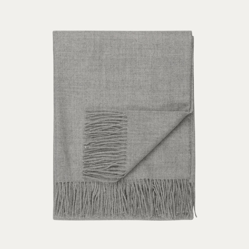Madison Woven Baby Alpaca Throw Blanket, Heather Gray