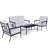 4-Person Steel Seating Group With Glass Table-401881812