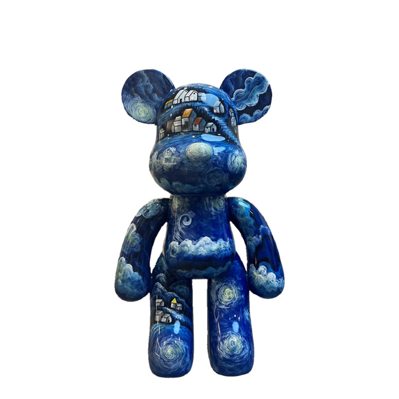 Tirelire en résine Starry Night Bear - décor de salon artistique, H 31,5 po x l 18,5 po x P 9,84 po