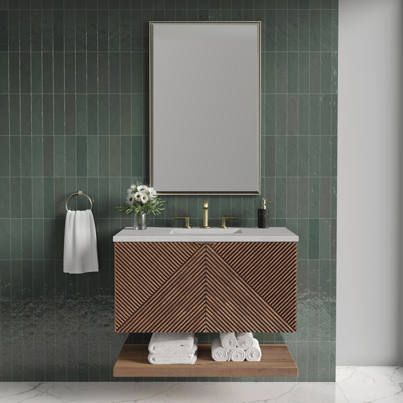 Marcello 36'' W Single Vanity, White Zeus, 8" Widespread, 36"