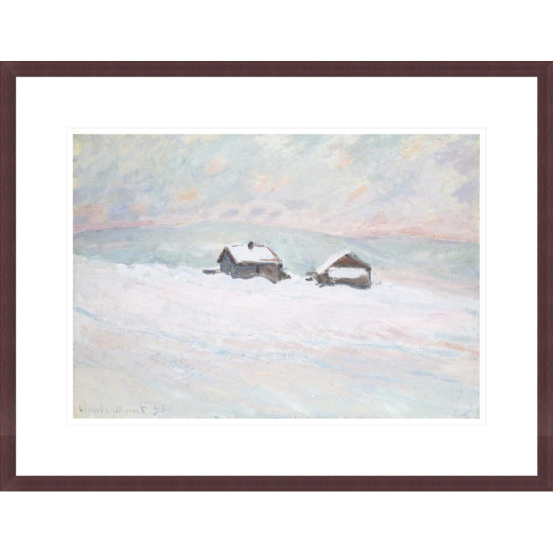 Les maisons dans la neige en Norvège par Claude Monet, impression giclée sur cadre, H 16,94 po x l 21,75 po