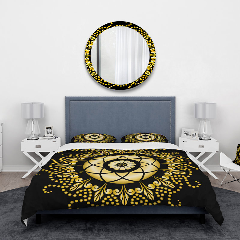 Vibrant Flower Mandala - Ensemble de housse de couette moderne - Microfibre de polyester