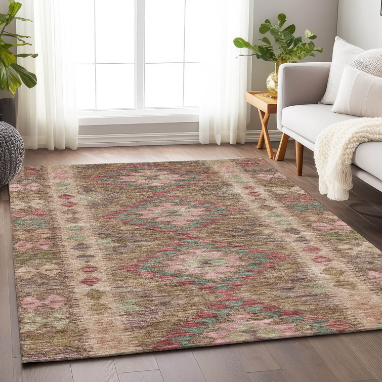 Machine Washable Indoor/Outdoor Claudian ACN1226 Brown Rug