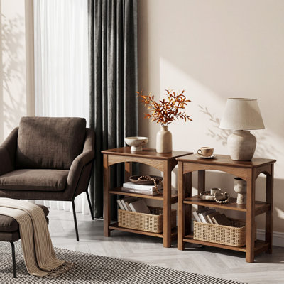Solid Wood Top Four Leg Rectangular Side Table