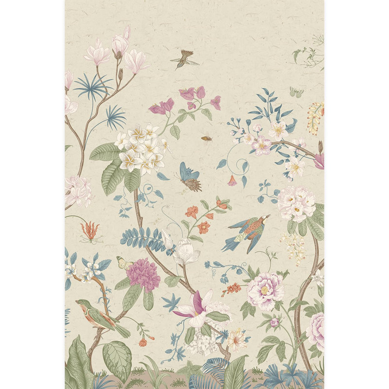 Abstract Floral Peel & Stick Floral Border, 108" L x 72" W