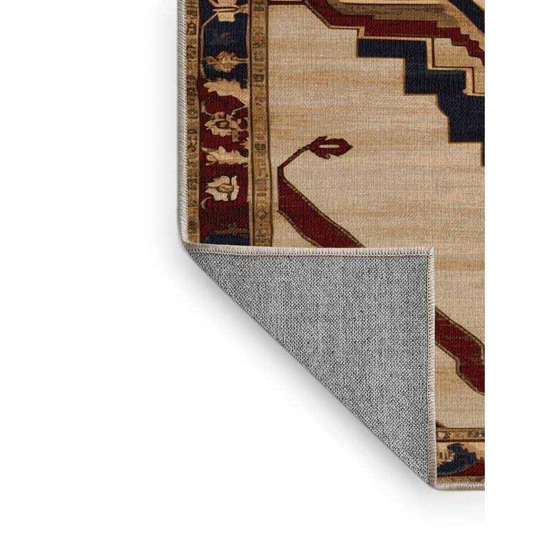 Tapis beige lavable à la machine, Carré 5 pi