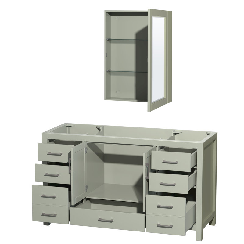 Sheffield 60" Single Bathroom Vanity Base Only, Light Green
