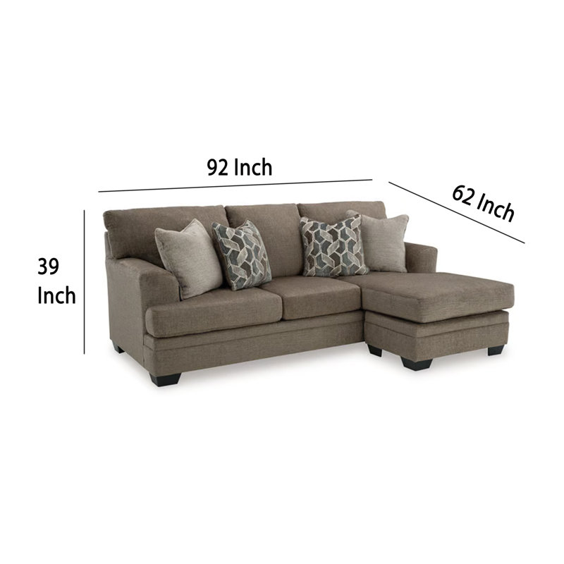 Ead Sectional Sofa Chaise, 4 Pillows, Polyester, Nutmeg Brown Polyester Blend, Right Hand Facing