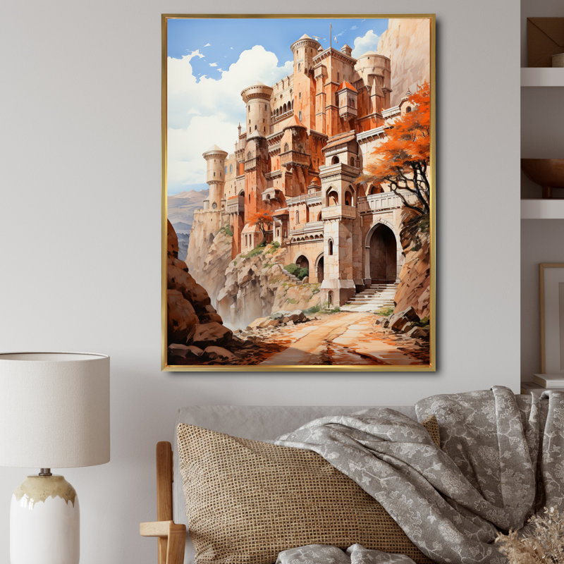 Impression sur toile Fortress Majestic Guardians, Cadre flottant doré, H 44 po x l 34 po x P 1,5 po