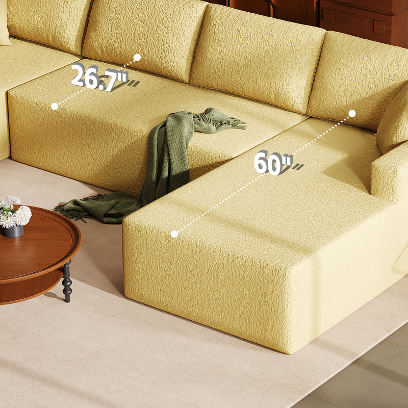 Canapé modulaire de 140,5 po à 3 pièces pour canapé modulaire sans assemblage requis, assemblage libre, canapé avec assise profonde et 6 coussins