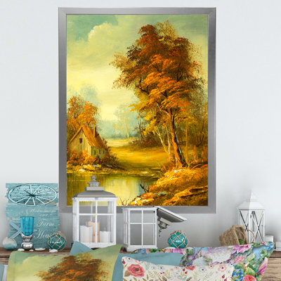 «Little River in the Blooming Forest III», peinture sur toile encadrée