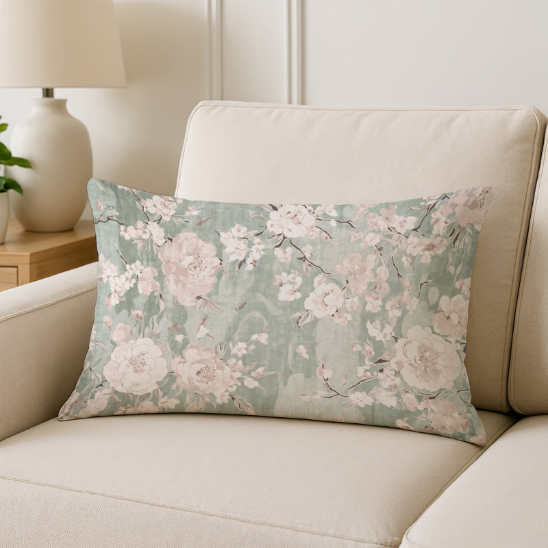 Coussin décoratif intérieur et extérieur Modern, Floral brun, Rectangle H 18 po x l 25 po