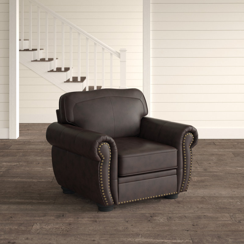 Fauteuil club en cuir fleur 44 po Finlea
