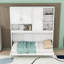 Lit escamotable simple en bois avec lumière et USB et armoire-779517505
