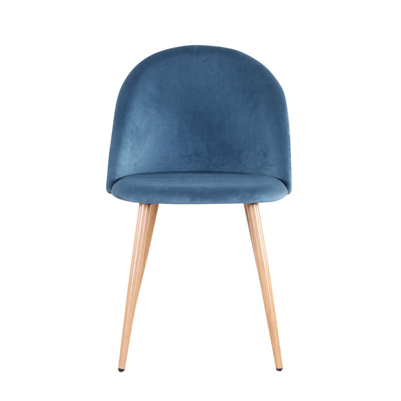 Mccaleb 43cm H Velvet Upholstered Metal Side Chair, Blue