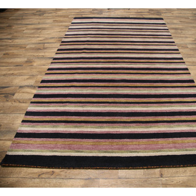 Tapis noir / brun en laine noué à la main Lavdmir
