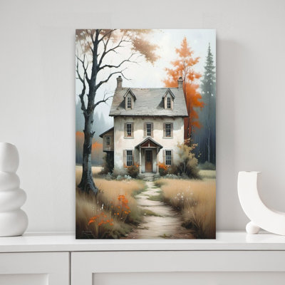 Art contemporain contemporain, paysage d'automne abstrait serein rustique
