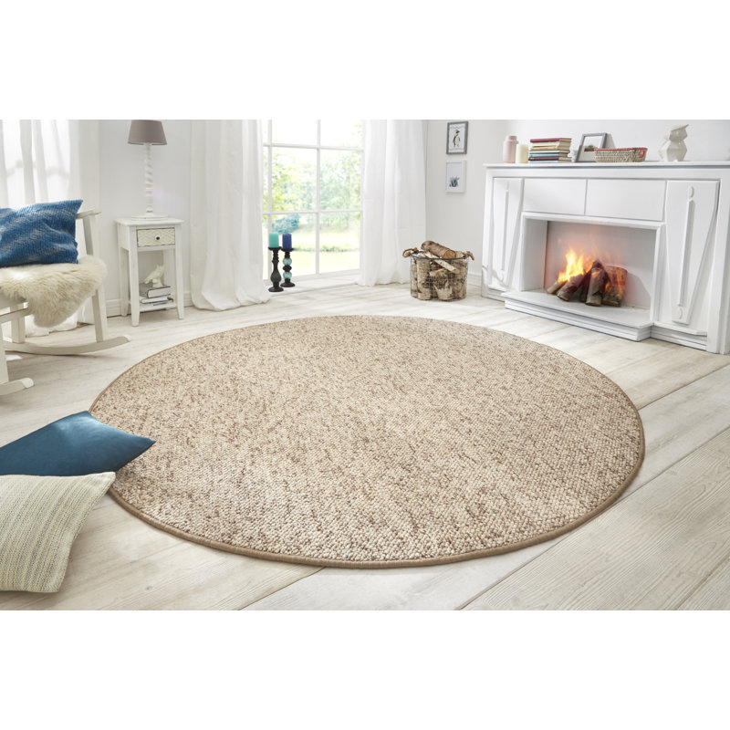Wolly Beige Rug, Round 133cm