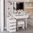 41" Large Size Left Bedside Cabinet Vanity Table, Cushioned Stool, Extra Large Touch Control LED Mirror, 3-Color Switch, Multi Layer High Capacity Storage Fashionable Dresser, Suitable For Large Space-1381856461