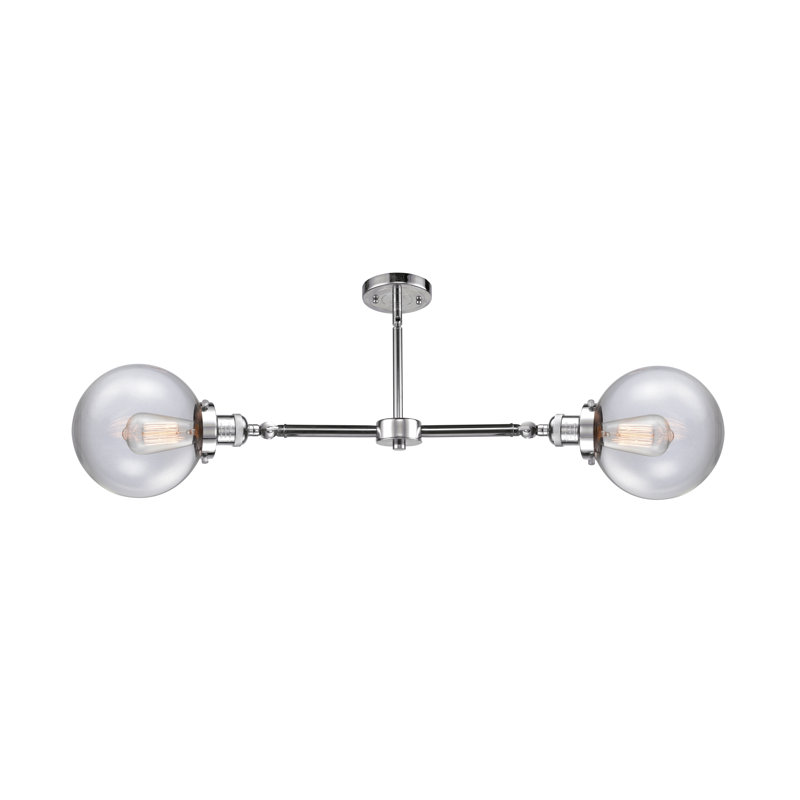 Luminaire suspendu pour îlot de cuisine 2 lumières Clementina, Ampoule non incluse, Transparent, Cuivre antique
