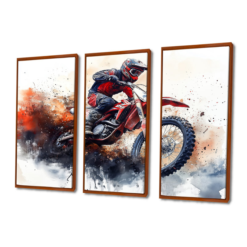 Ensemble de salon Red Moto X Mayhem, H 28 po x l 36 po x P 1 po, Toile avec cadre flottant brun