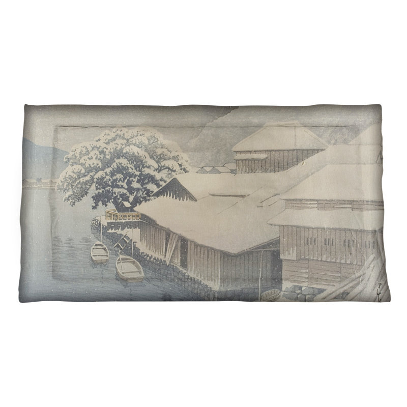 Taie décorative Hasui Kawase, Microfibre, Grand, Bleu