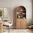 71" Tall Arched Bookshelf with 3 Drawers, Camel-1273384774