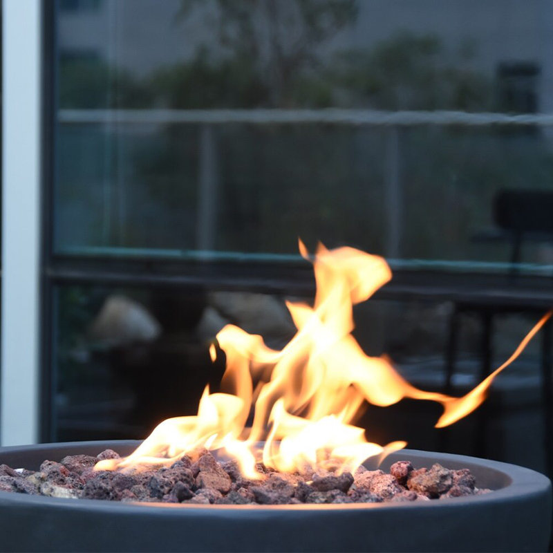 Athislus Liquid Concrete Column Fire Pit, Dark Gray