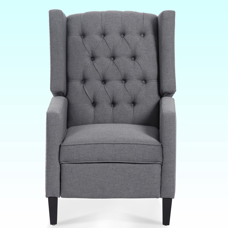 Margheoala Modern Manual Wing Chair Recliner Wide Wing Chair, High Deep Pull Chair, Sitting Chair, Gray Fabric Duplicate 2
