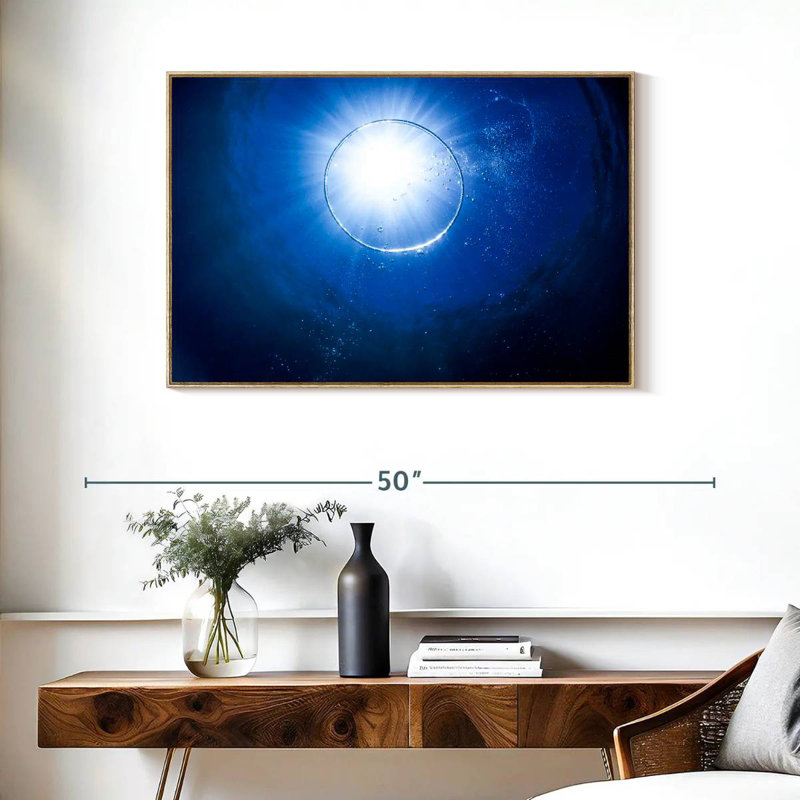 Bulle sous l'eau, Cadre flottant en bois naturel, 37 po x 25 po