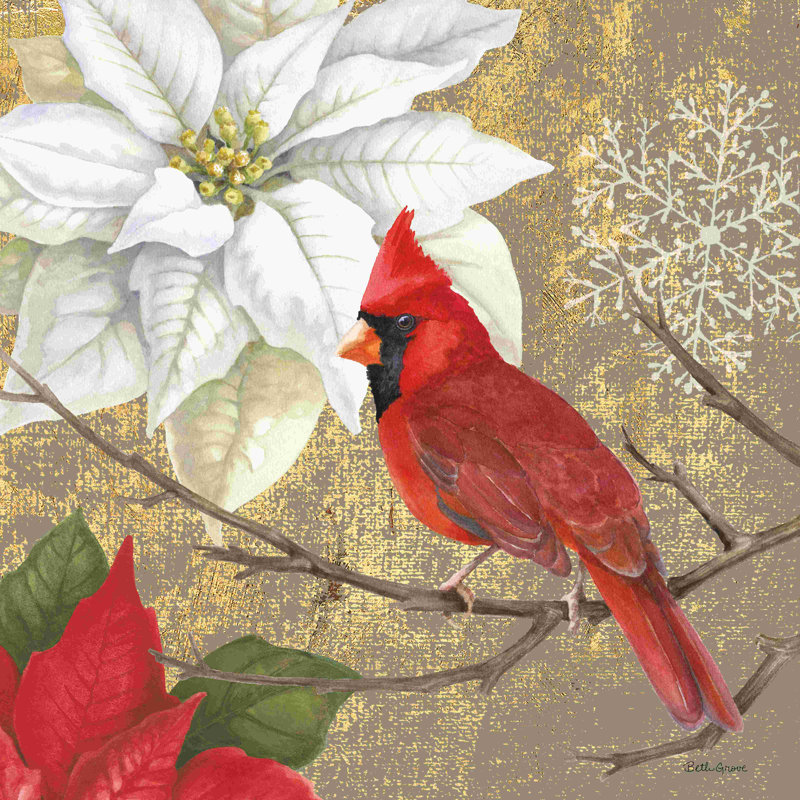 Collage cardinal oiseaux d'hiver, H 12 po x l 12 po