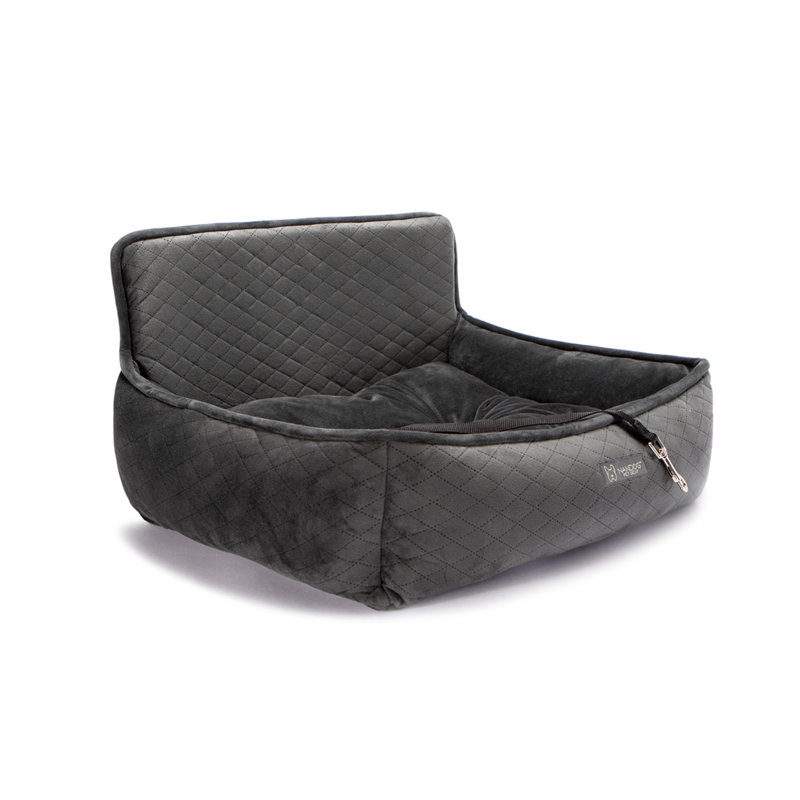 Grand siège d'auto matelassé Nandog Pet Gear - gris foncé