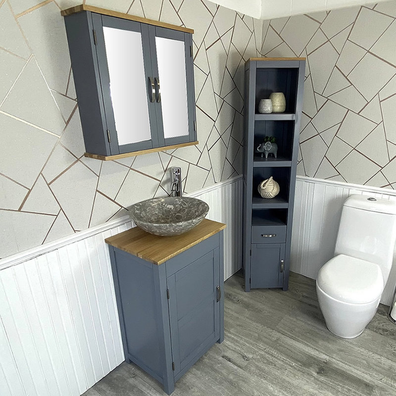 Marrufo 485mm Single Bathroom Vanity with Vessel Stone Basin, Grey