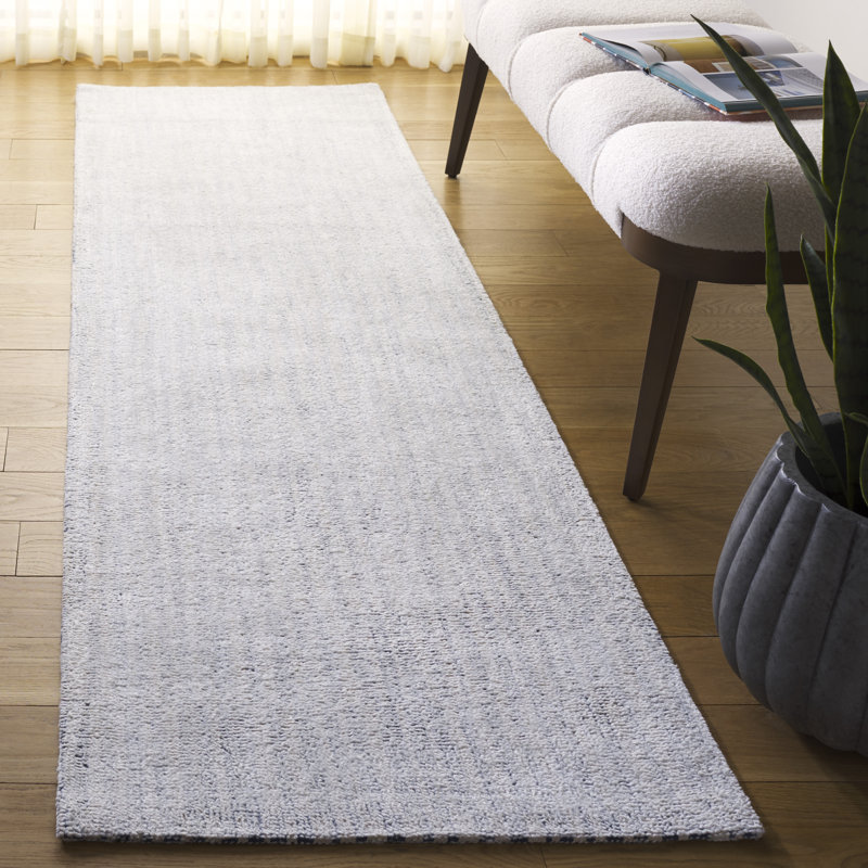 Lashe 901 Hand Tufted Cotton/Polyester Abstract Indoor Use Only Rug in Navy/Ivory, Runner 2'3" x 8'