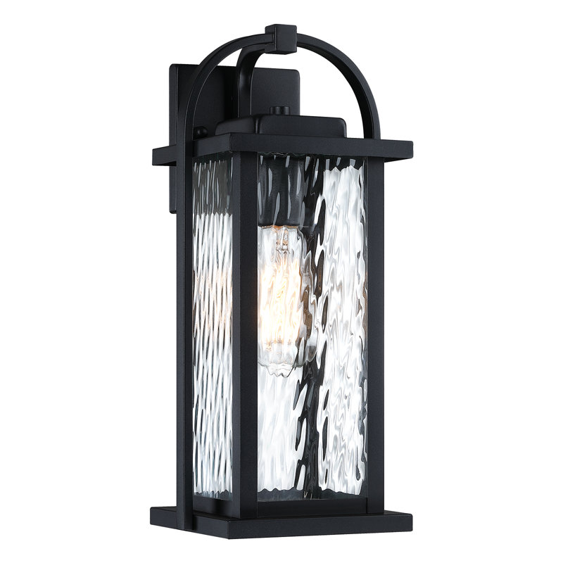 15" 1-Light Water-Ripple Glass Outdoor Wall Sconce