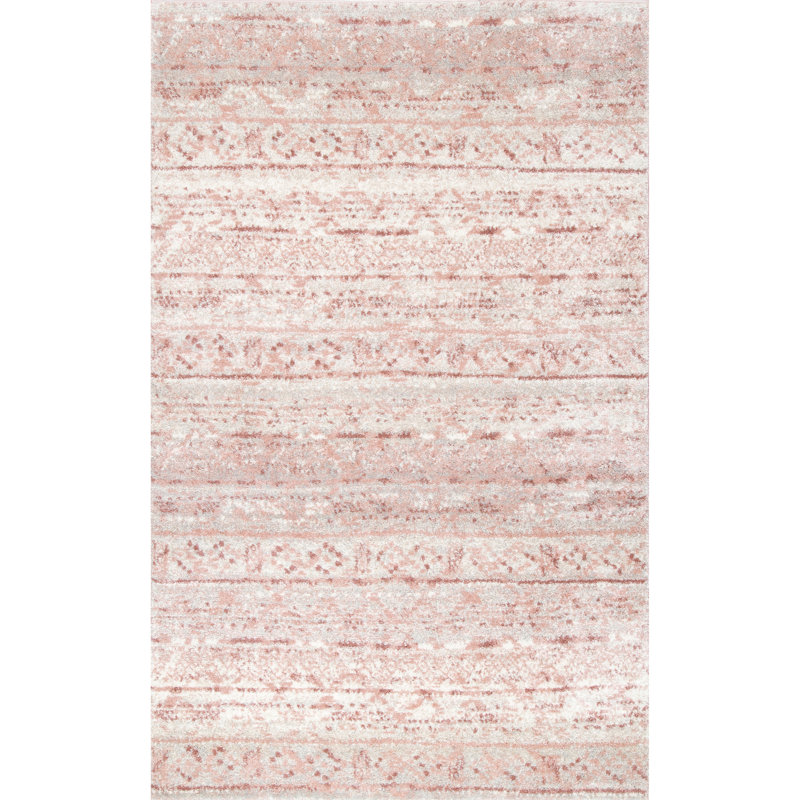 Lincolnwood Moroccan Power Loom Performance Rug, Rectangle 3' x 5', Pink