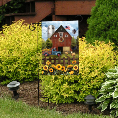 Sunflower Barn Garden Flag