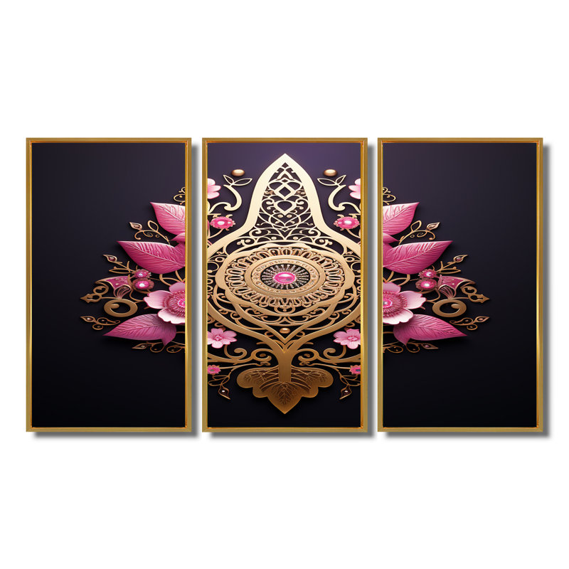 Coen - ensemble de reproductions d'art mural botaniques, Cadre flottant doré, H 40 po x l 60 po x P 1 po