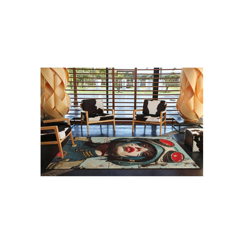 Pilot Girl Patterned Decorative Carpet, Rectangle 5' x 9'11"