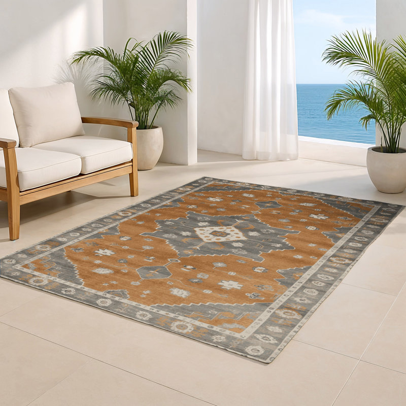 Tapis intérieur et extérieur brun Overdyed, Rectangulaire 2 pi x 3 pi